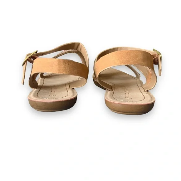 Vegan Leather Faux Rose Gold Rhinestone Detail Side Buckle Sandals - Picture 4 of 10